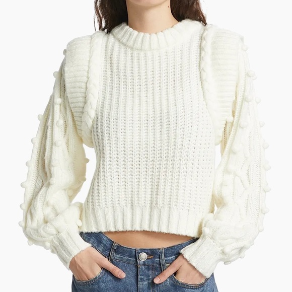 FARM Rio Sweaters - FARM Rio Cream Braided Knit Sweater